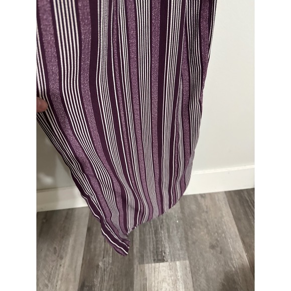 Xhilaration Purple Striped Wide Leg Jumpsuit Flutter Sleeve Tie Back Small - Picture 4 of 6